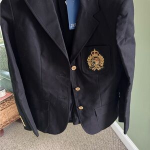 Ralph Lauren Black Blazer with Embroidered Crest